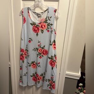 Floral Striped Sleeveless Dress